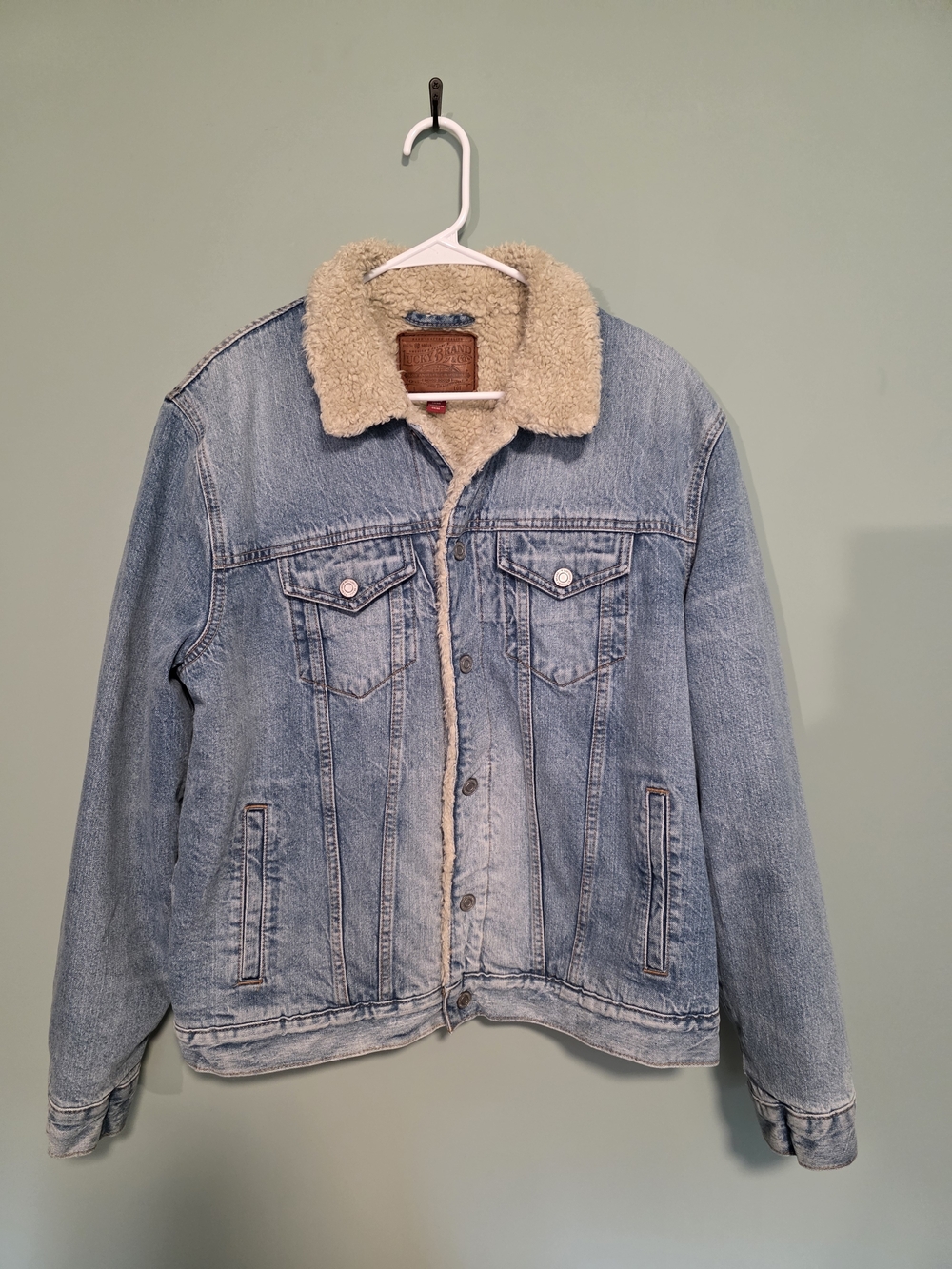 Lucky Brand Light Blue Denim Sherpa Collar Jacket